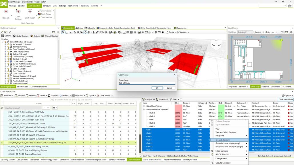 Single or Multiple Clash Grouping - BEXEL Manager 3D BIM Clash detection software feature